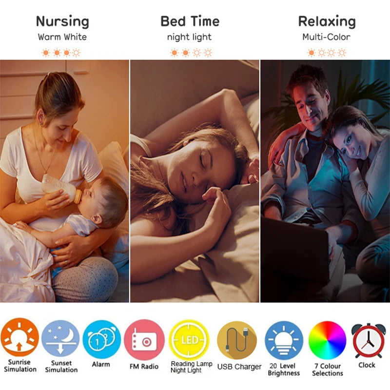 Light Alarm Clock - Sunrise/Sunset Simulation - FM Radio