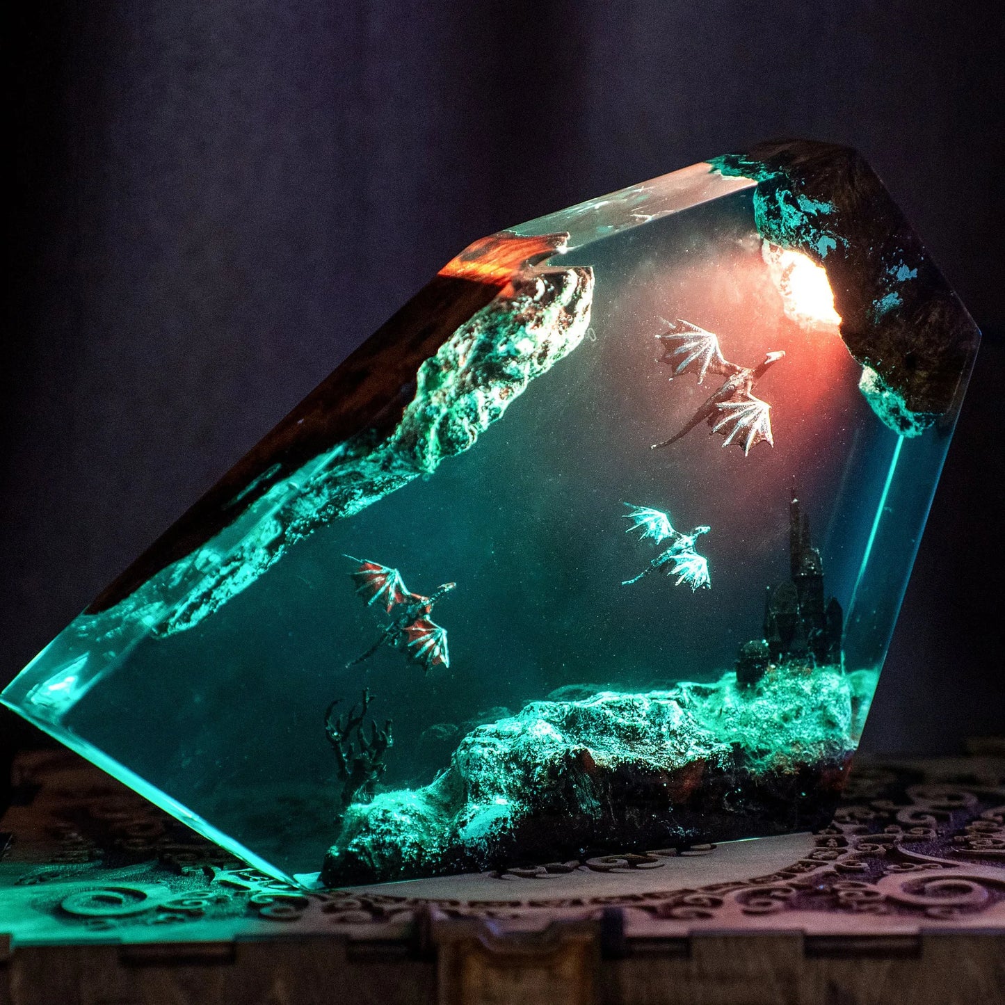 Fire and Ice Dragon Resin Light