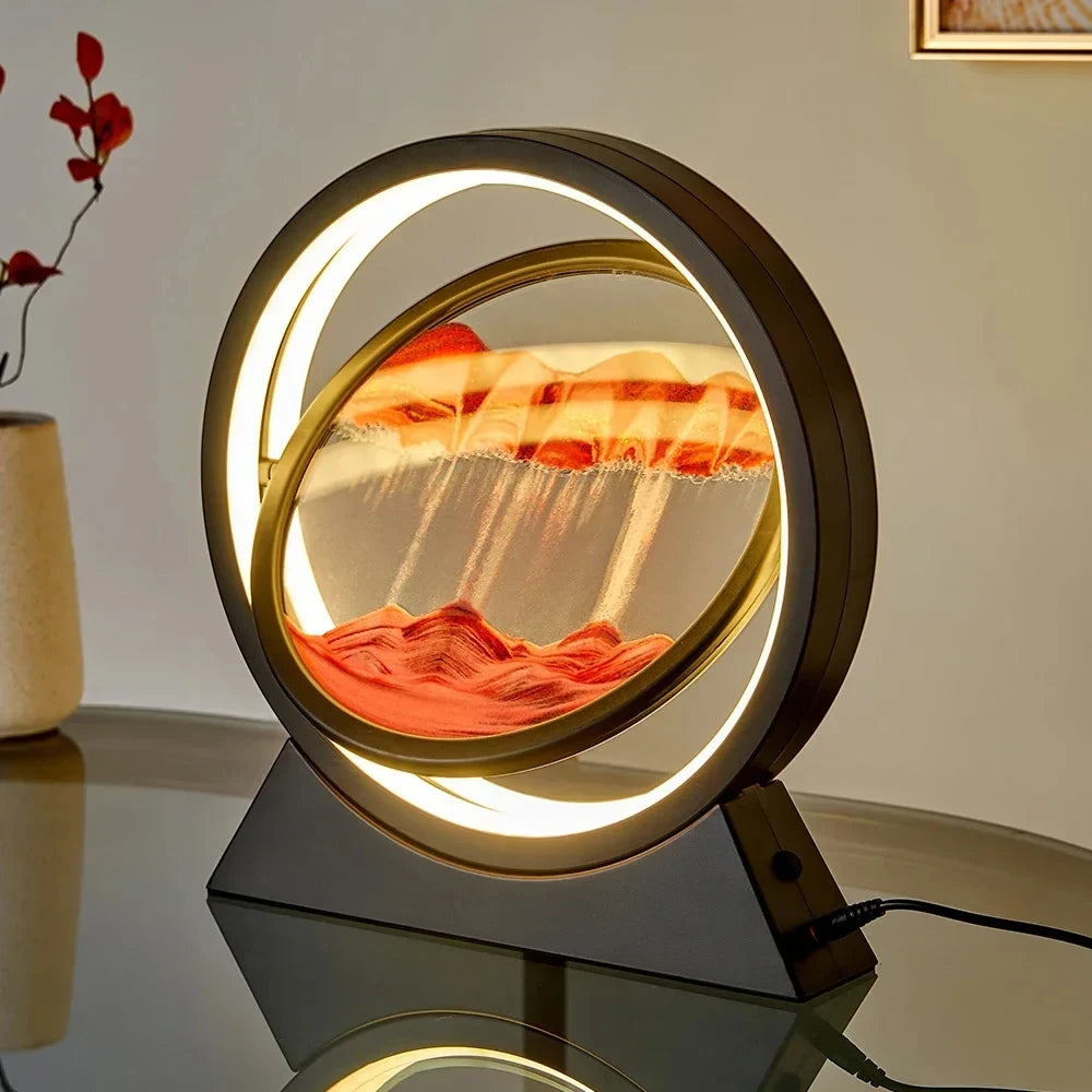 Creative Quicksand Table Lamp Moving Sand Art Picture 3D Hourglass