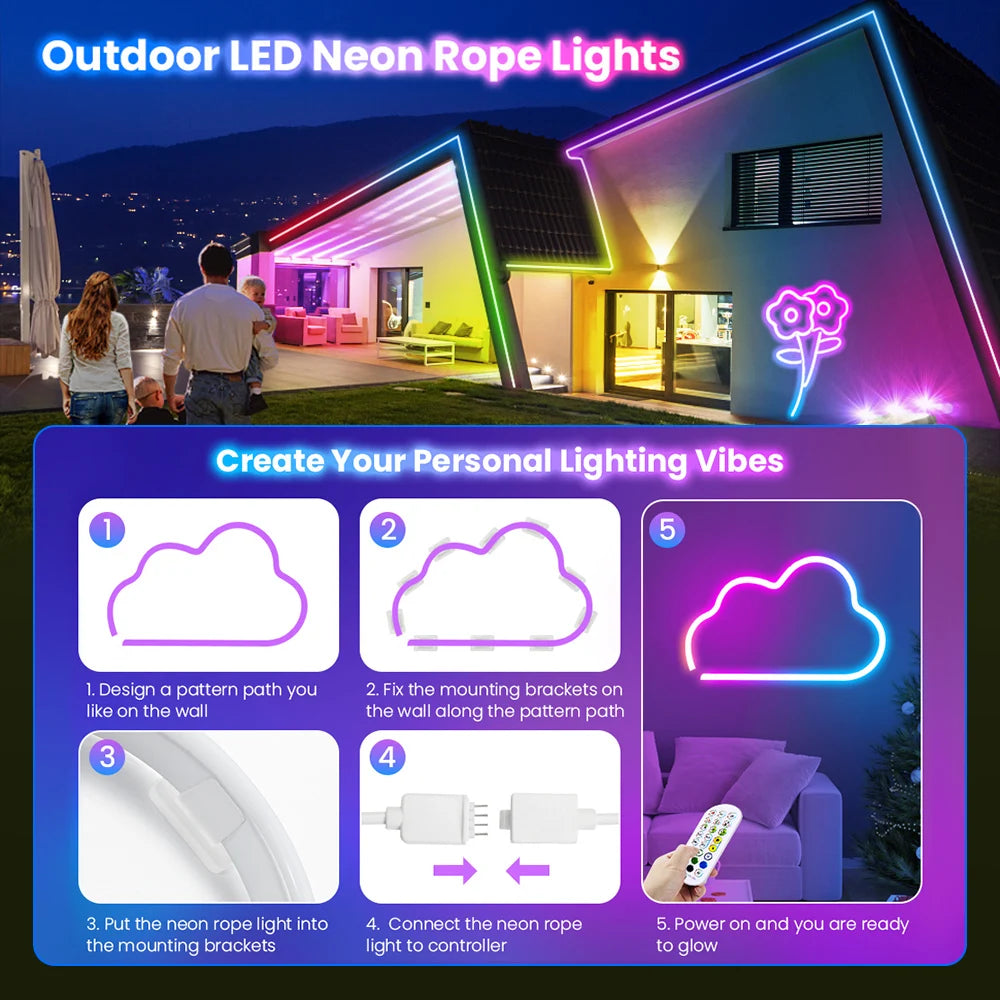 RGB Neon Decorative Led Lights strip, 108LEDS/M IP68