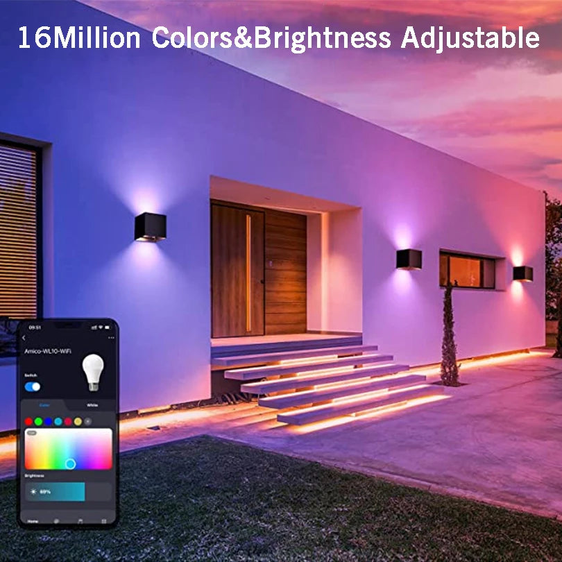 RCBCW Smart Outdoor Wall Light - Dimmable - Smart Life APP - Alexa - Google