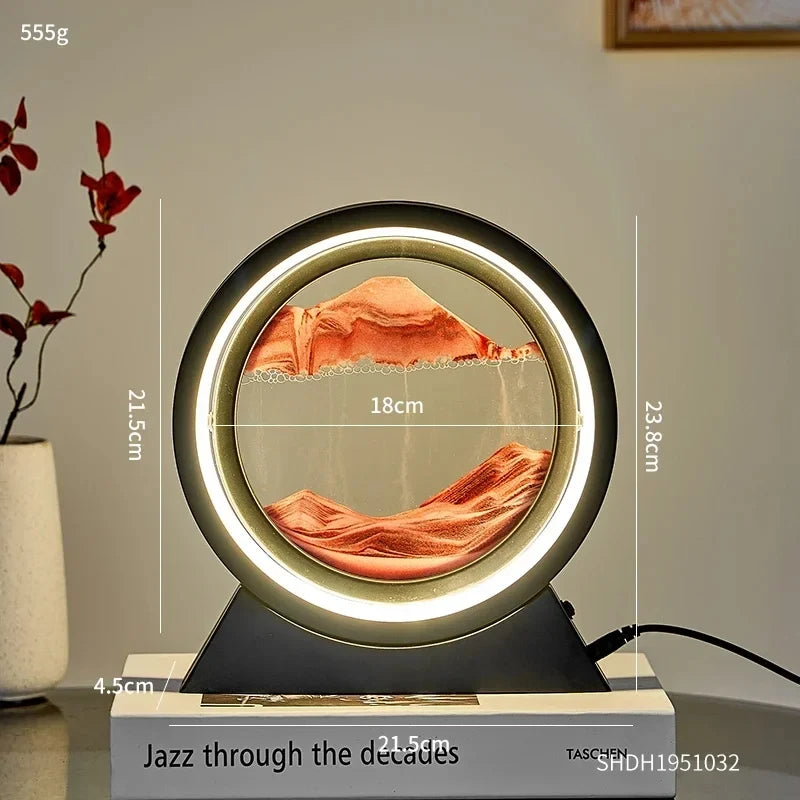 Creative Quicksand Table Lamp Moving Sand Art Picture 3D Hourglass