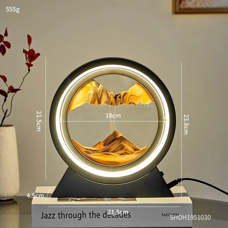 Creative Quicksand Table Lamp Moving Sand Art Picture 3D Hourglass