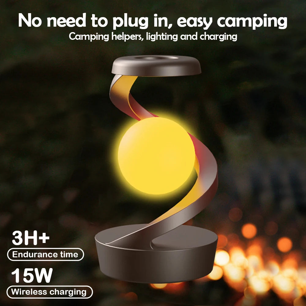 Wireless Charging Rotating Suspension with Decorative LED Lights