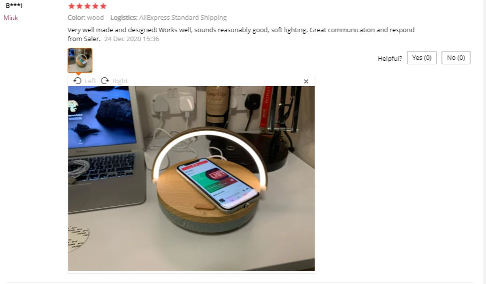 Wood Wireless Chargers LED Lamp Bluetooth Speaker
