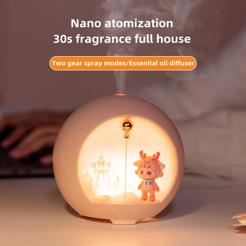 Cute Cartoon Romantic Lamp Mini Air Humidifier USB