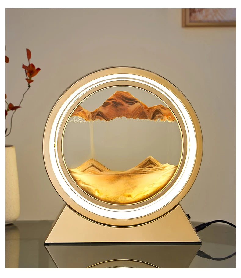 Creative Quicksand Table Lamp Moving Sand Art Picture 3D Hourglass