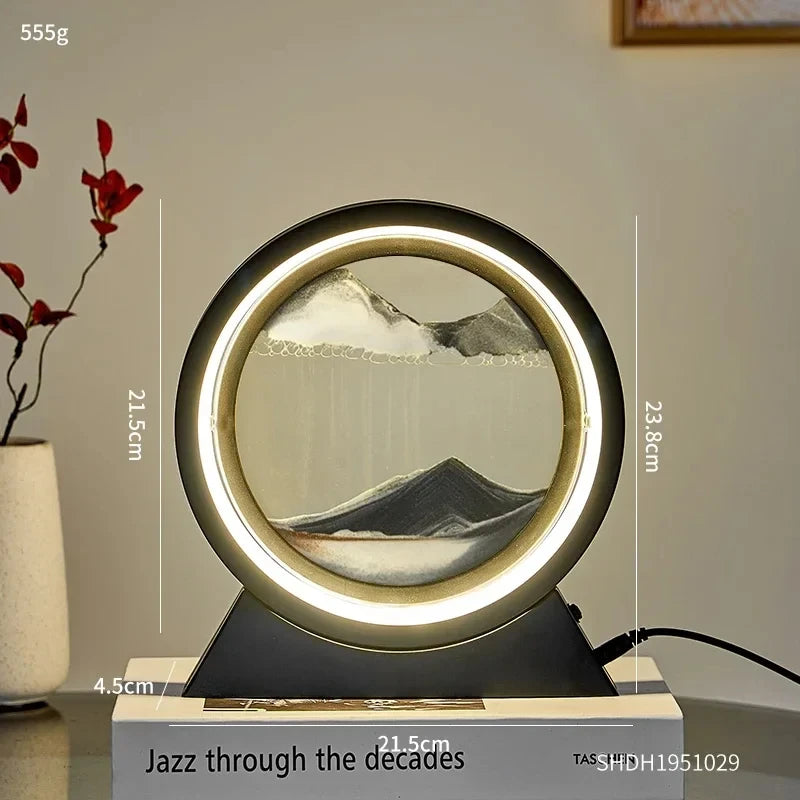 Creative Quicksand Table Lamp Moving Sand Art Picture 3D Hourglass