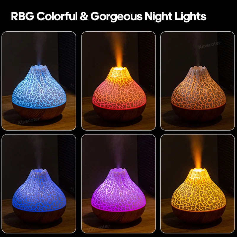 300ml Volcano Air Humidifier - USB - 7 Colors Night Light