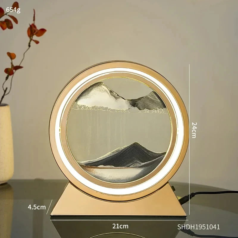 Creative Quicksand Table Lamp Moving Sand Art Picture 3D Hourglass