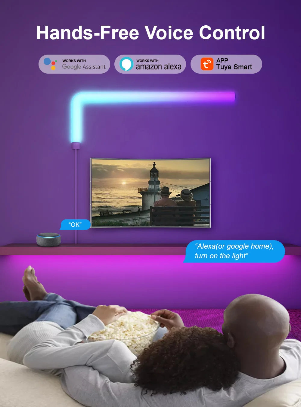 Smart Decorative RGB LED Lights - WiFi Remote Control