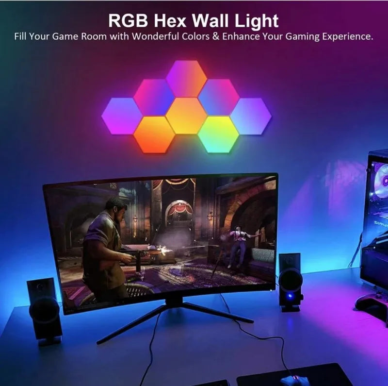 RGB Intelligent Hexagonal Wall Lamp - Color-changing Ambient Night Light - APP Control Quantum Lamp