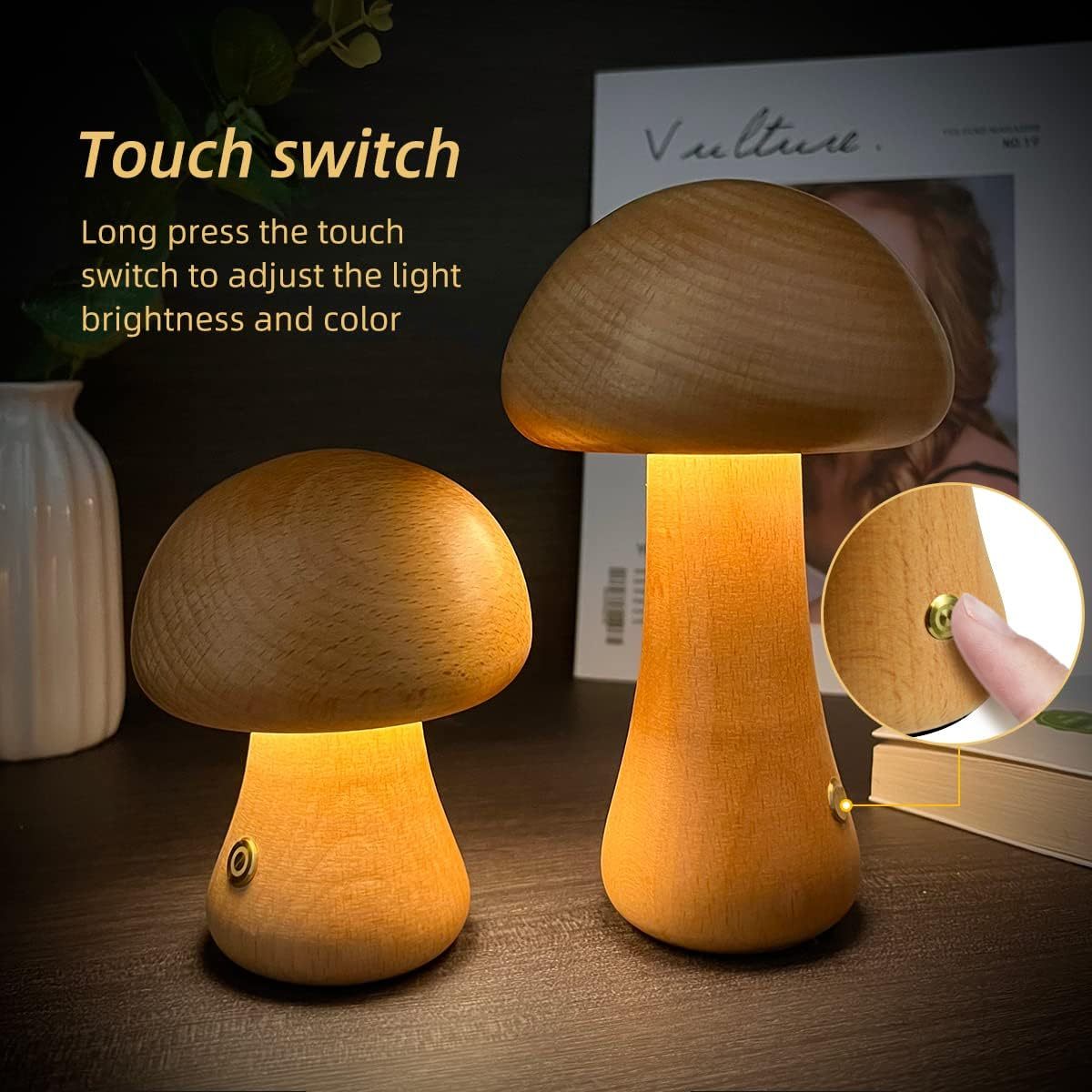 Night Light || Wooden Mushroom