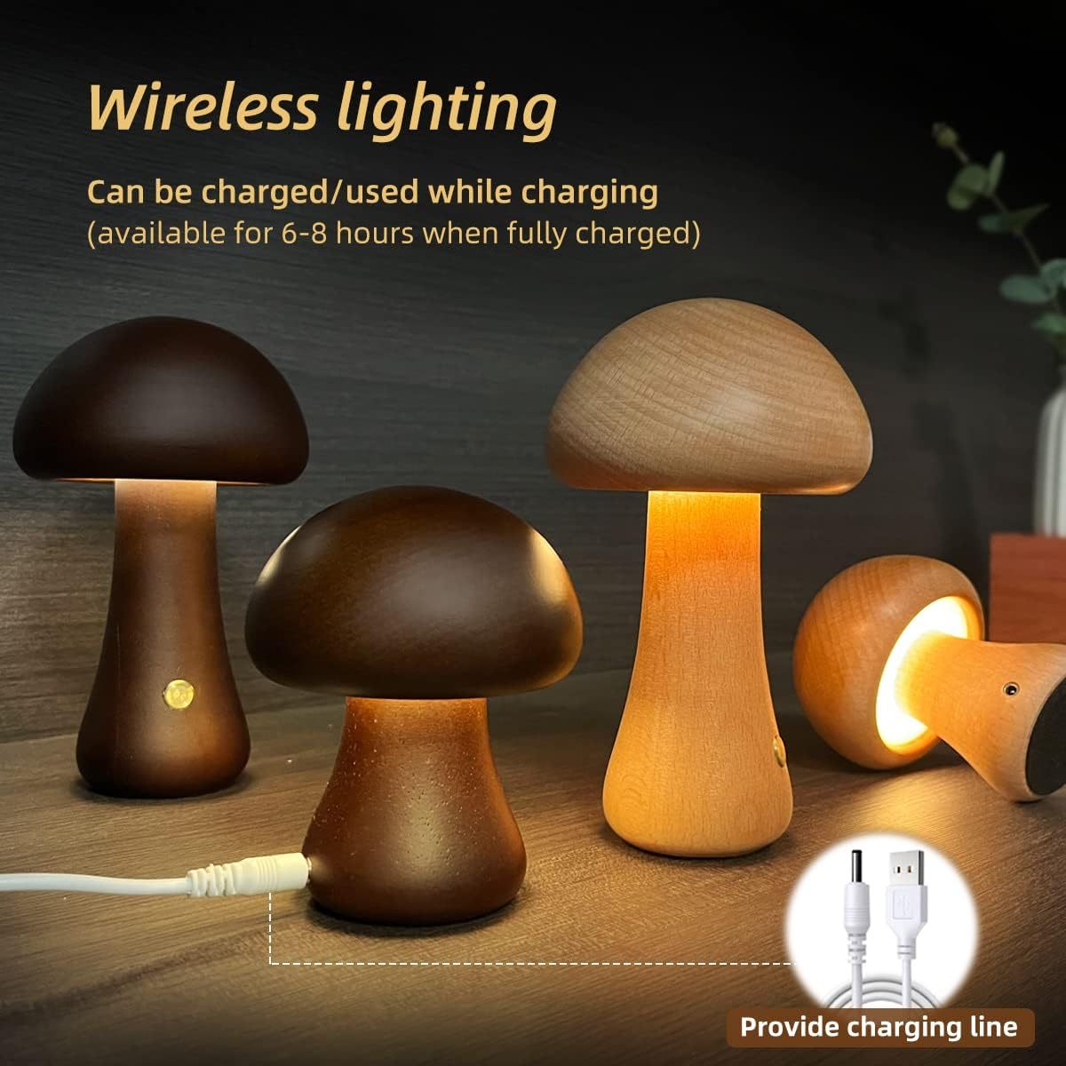 Night Light || Wooden Mushroom