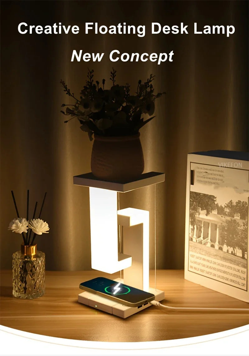 Anti Gravity LED Night Light with Wireless Charger Pad Stand