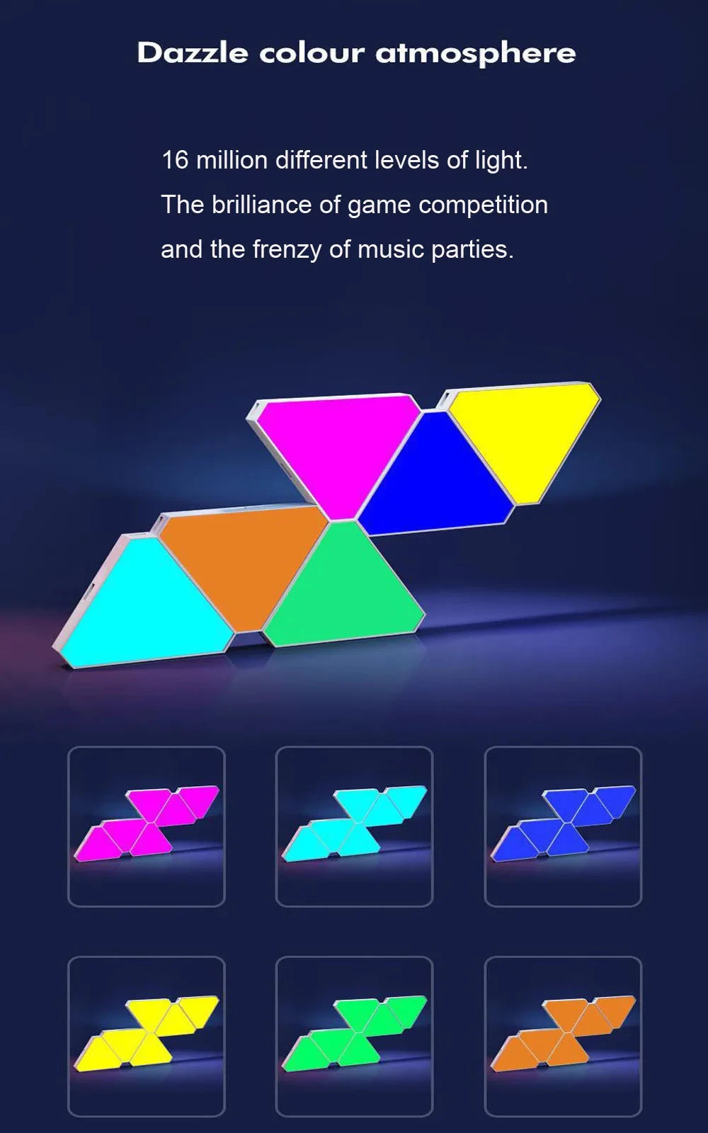 Home RGB Wall Lamp LED Triangle APP Control Quantum Light Suitable For TV Background, Game Room Decoration, Night Light