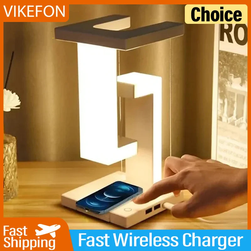 Anti Gravity LED Night Light with Wireless Charger Pad Stand