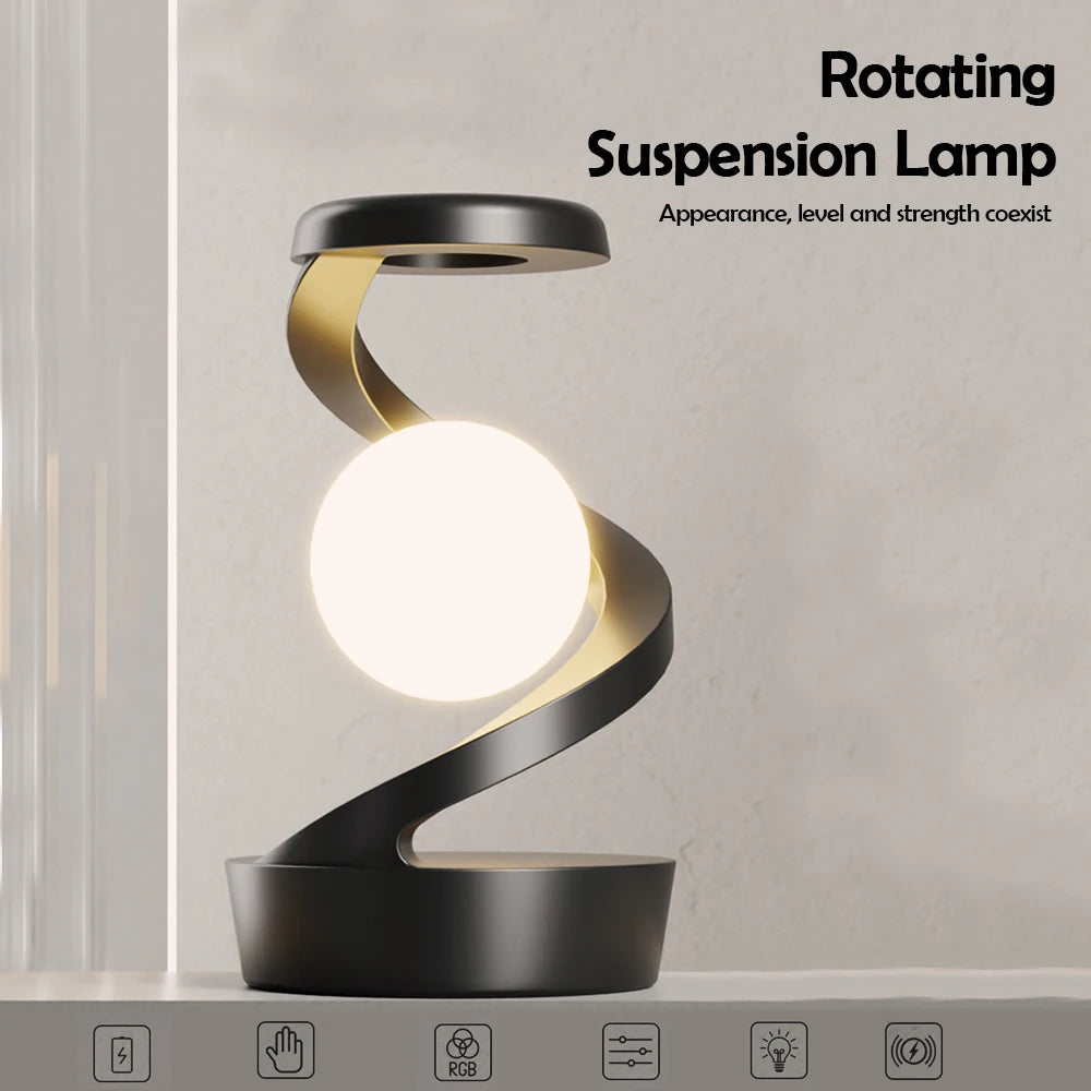 Wireless Charging Rotating Suspension with Decorative LED Lights