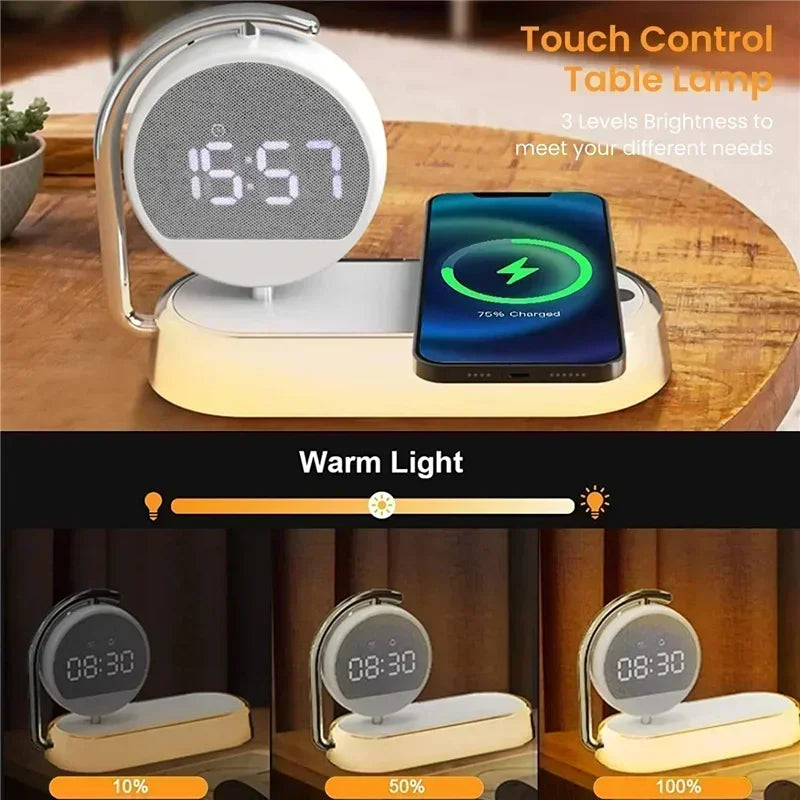 Wireless Charger with 360° Rotate Clock Alarm