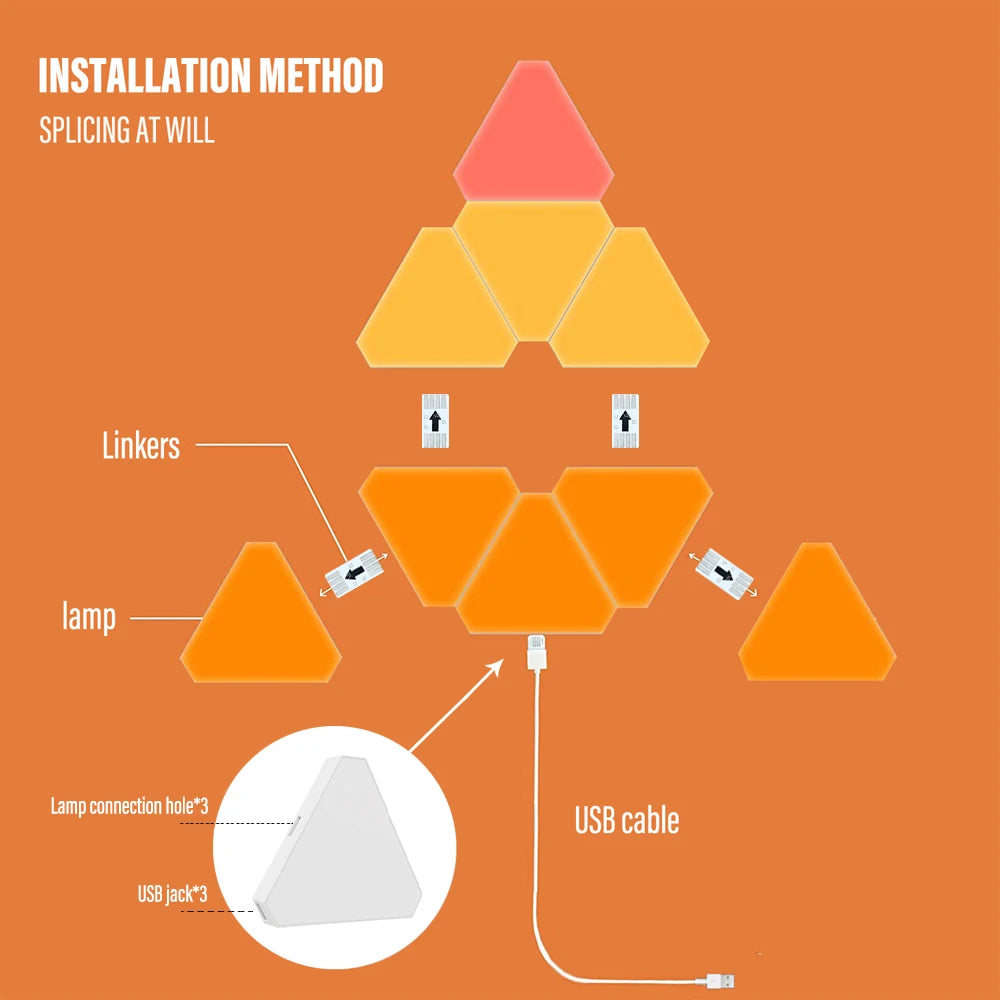 Smart WIFI triangle LED light - RGB - APP Control - Music synchronization