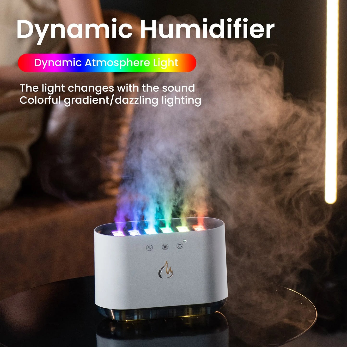 Dynamic Music Ultrasound Flame Air Humidifier - RGB Led Light