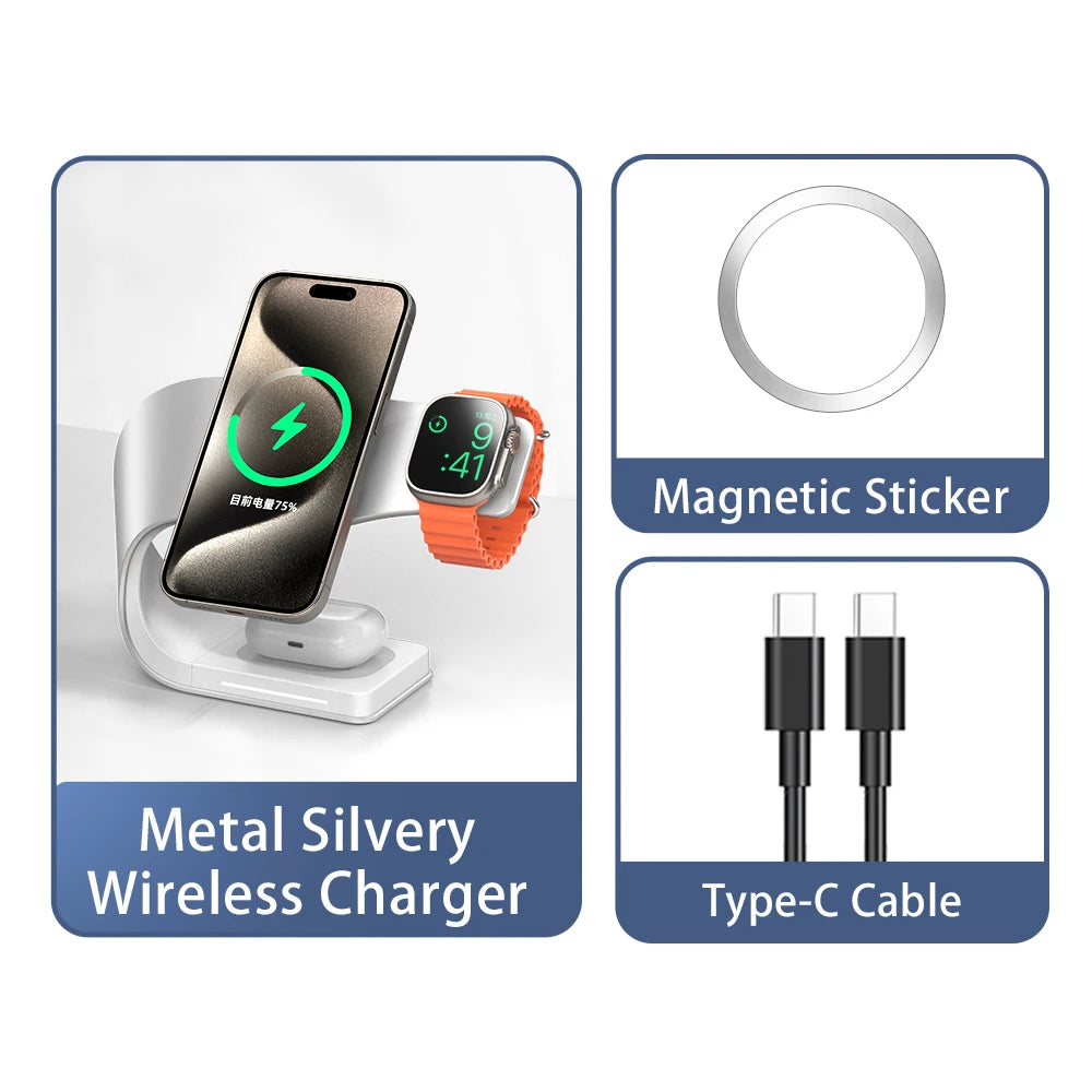 4 in 1 Metal Shell Wireless Charger for iPhone