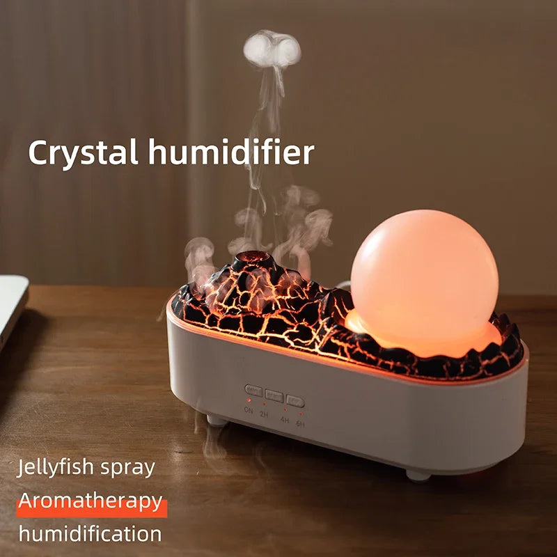 3D Simulation Flame Crystal - Volcano Humidifier & Aromatherapy