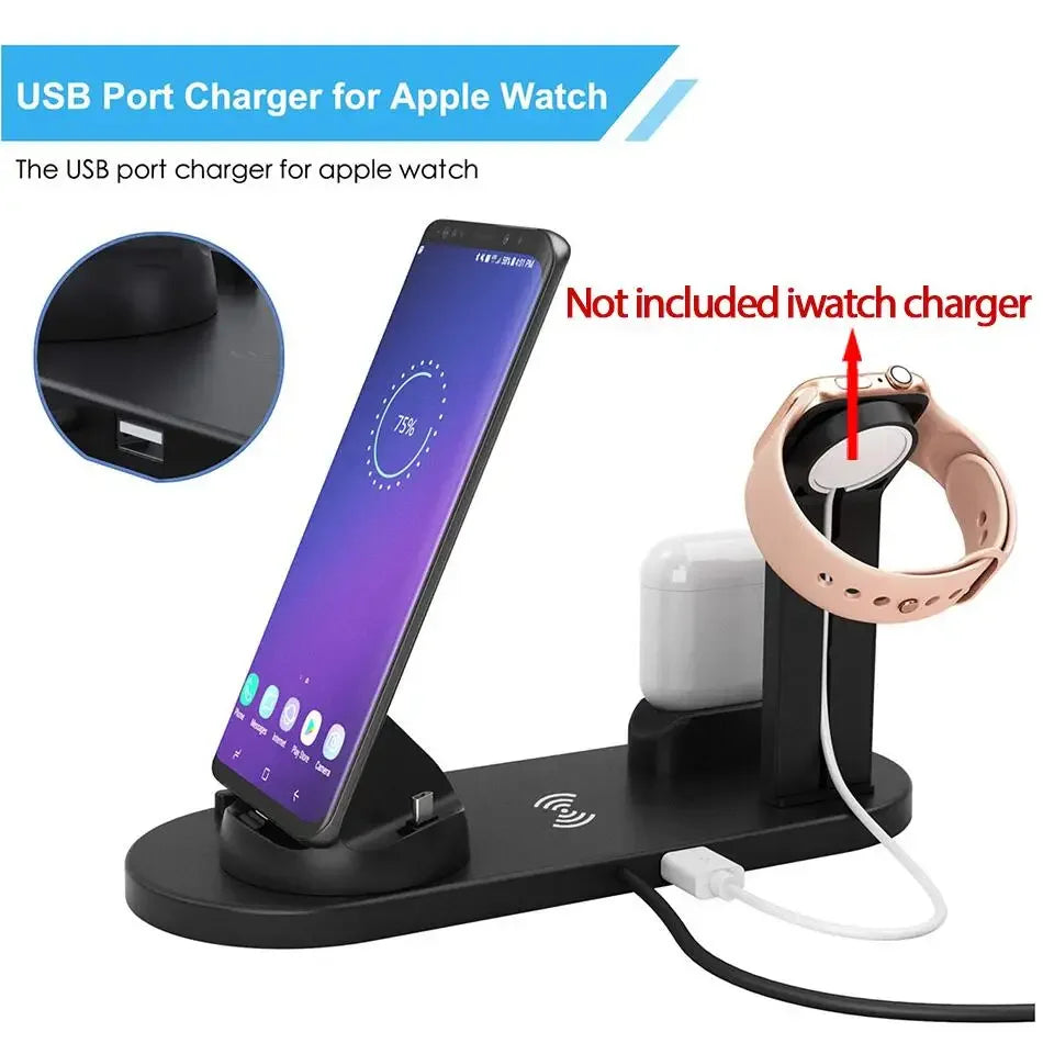 7 In 1 Wireless Charger For iPhone 15 14 13 12 11 X Apple Watch Airpods