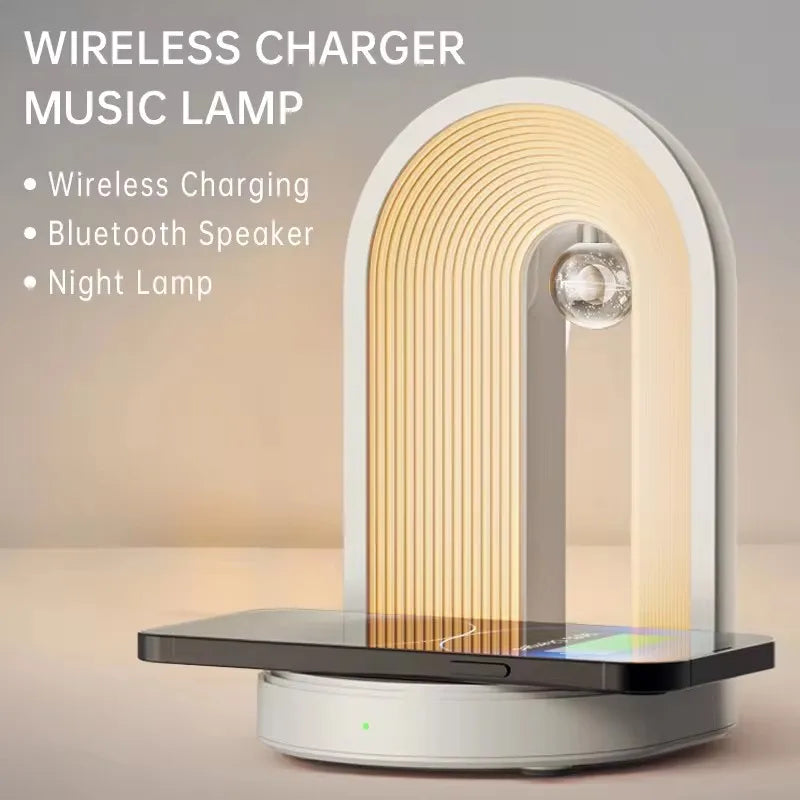 Multifunctional Wireless Charger - Night Light - Bluetooth Speakers