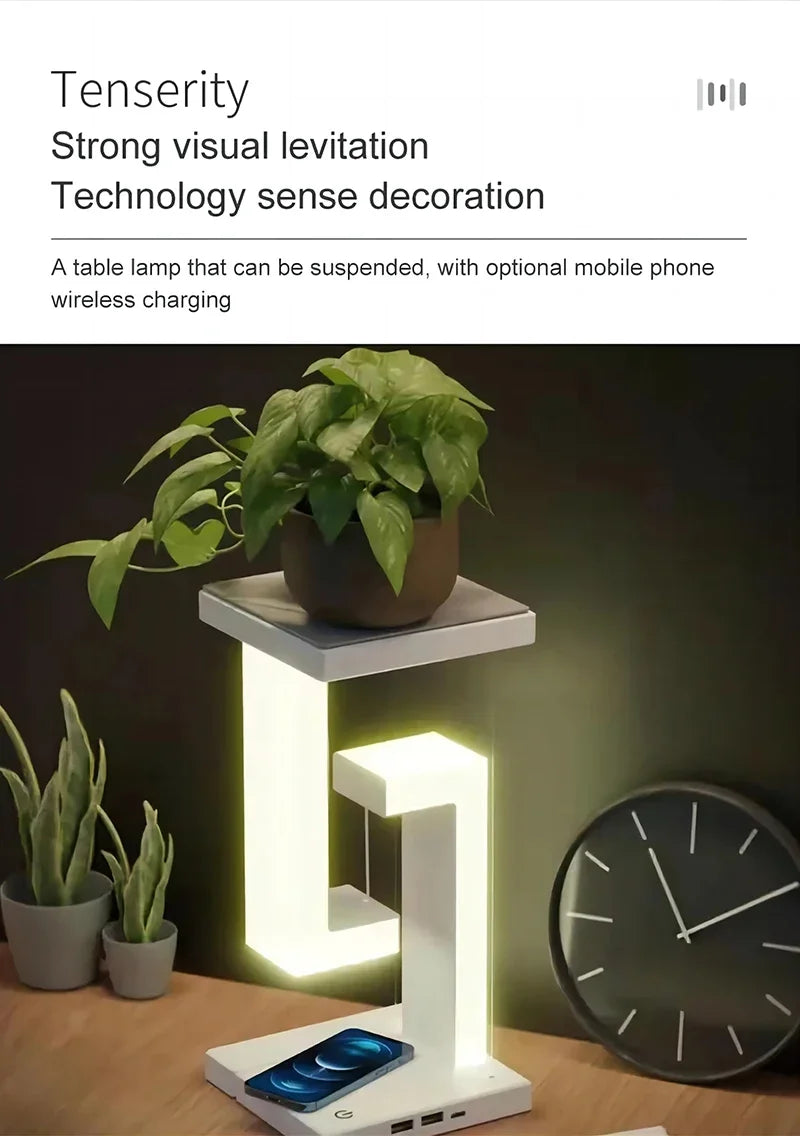 Anti Gravity LED Night Light with Wireless Charger Pad Stand