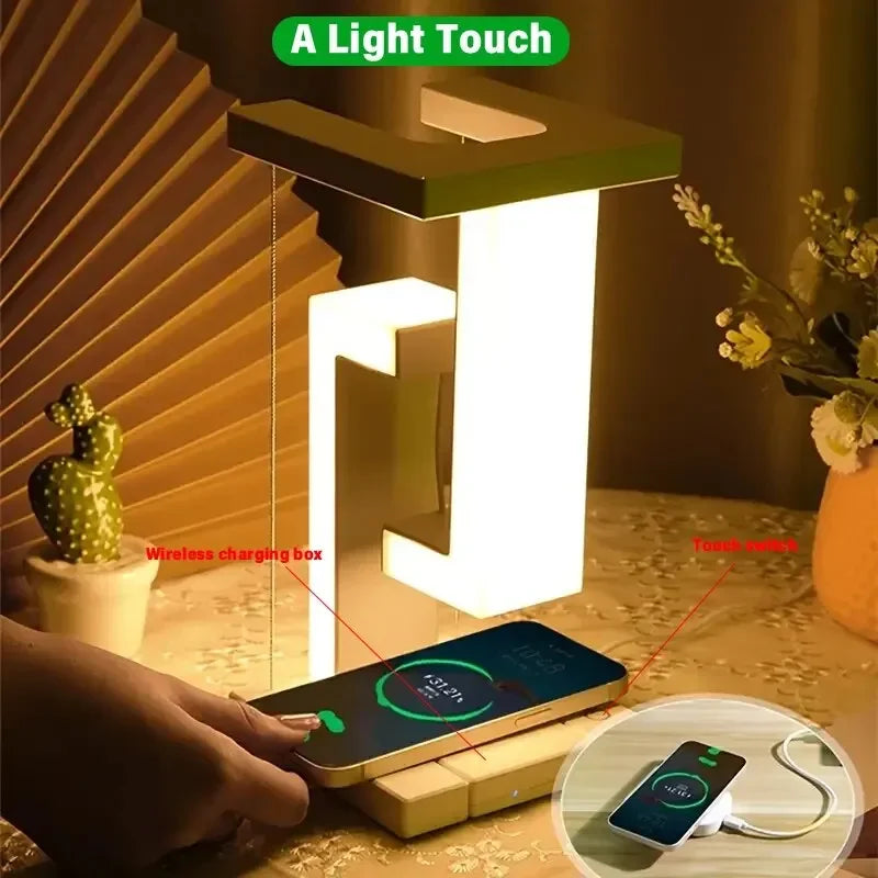 Anti Gravity LED Night Light with Wireless Charger Pad Stand