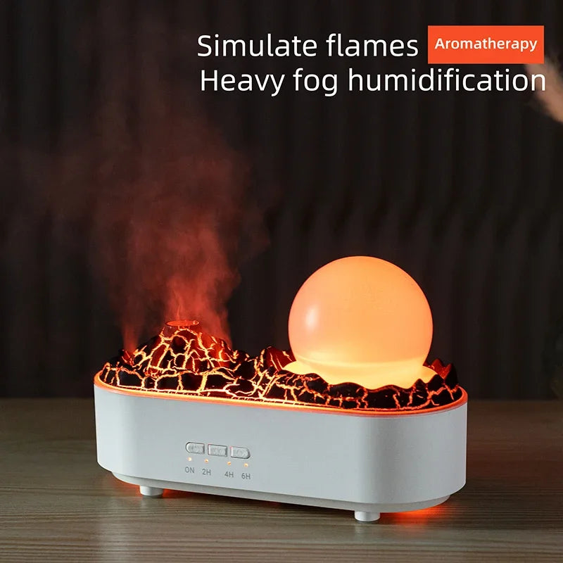 3D Simulation Flame Crystal - Volcano Humidifier & Aromatherapy