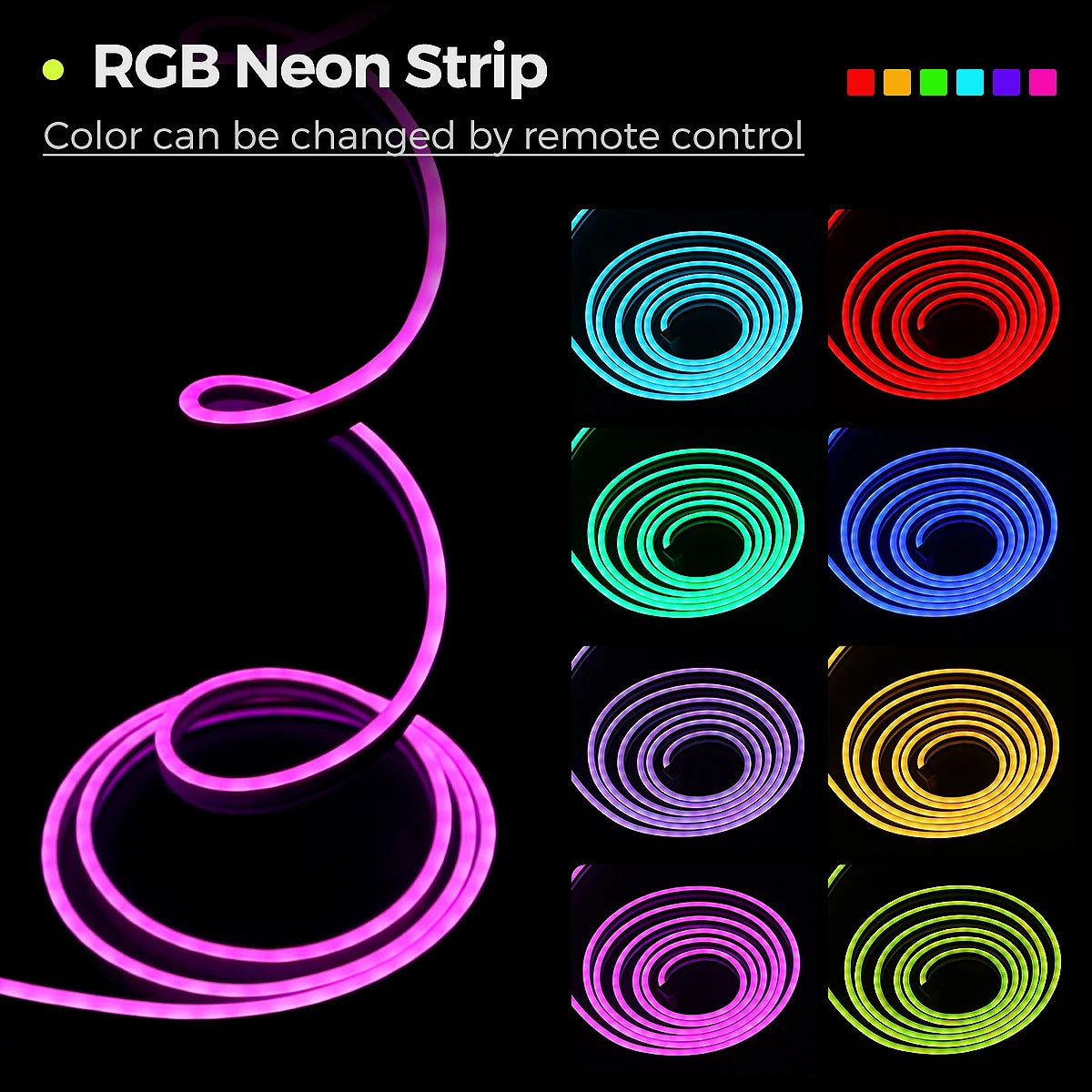 Flexible Led Neon RGB Rope Light - Music Sync - App Control