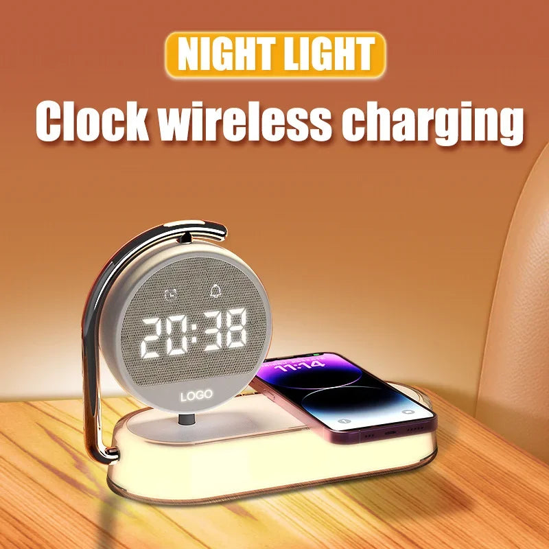 Wireless Charger with 360° Rotate Clock Alarm