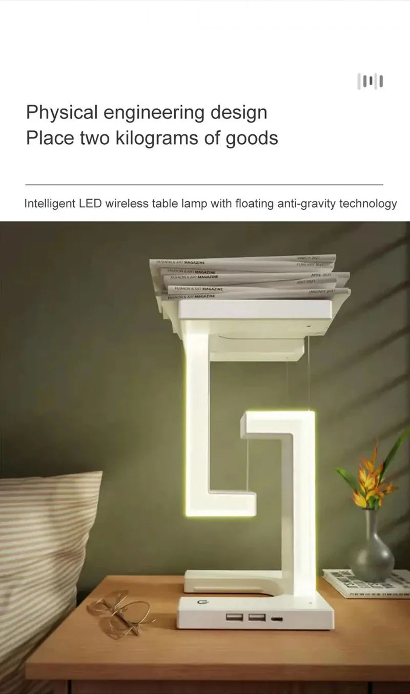 Anti Gravity LED Night Light with Wireless Charger Pad Stand