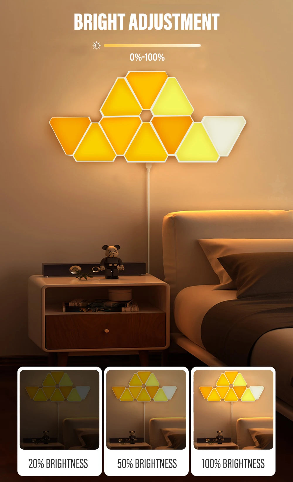 Smart WIFI triangle LED light - RGB - APP Control - Music synchronization