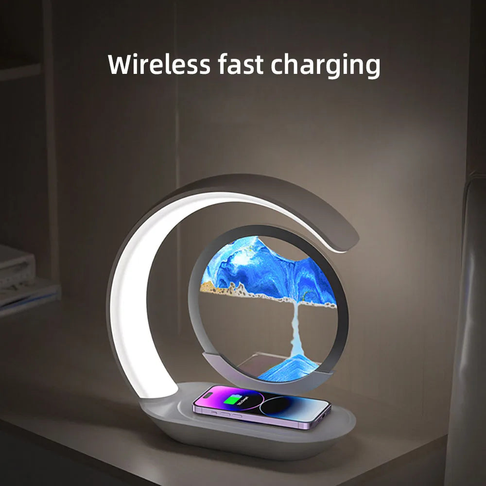 Quicksand Lamp with USB Wireless Charging