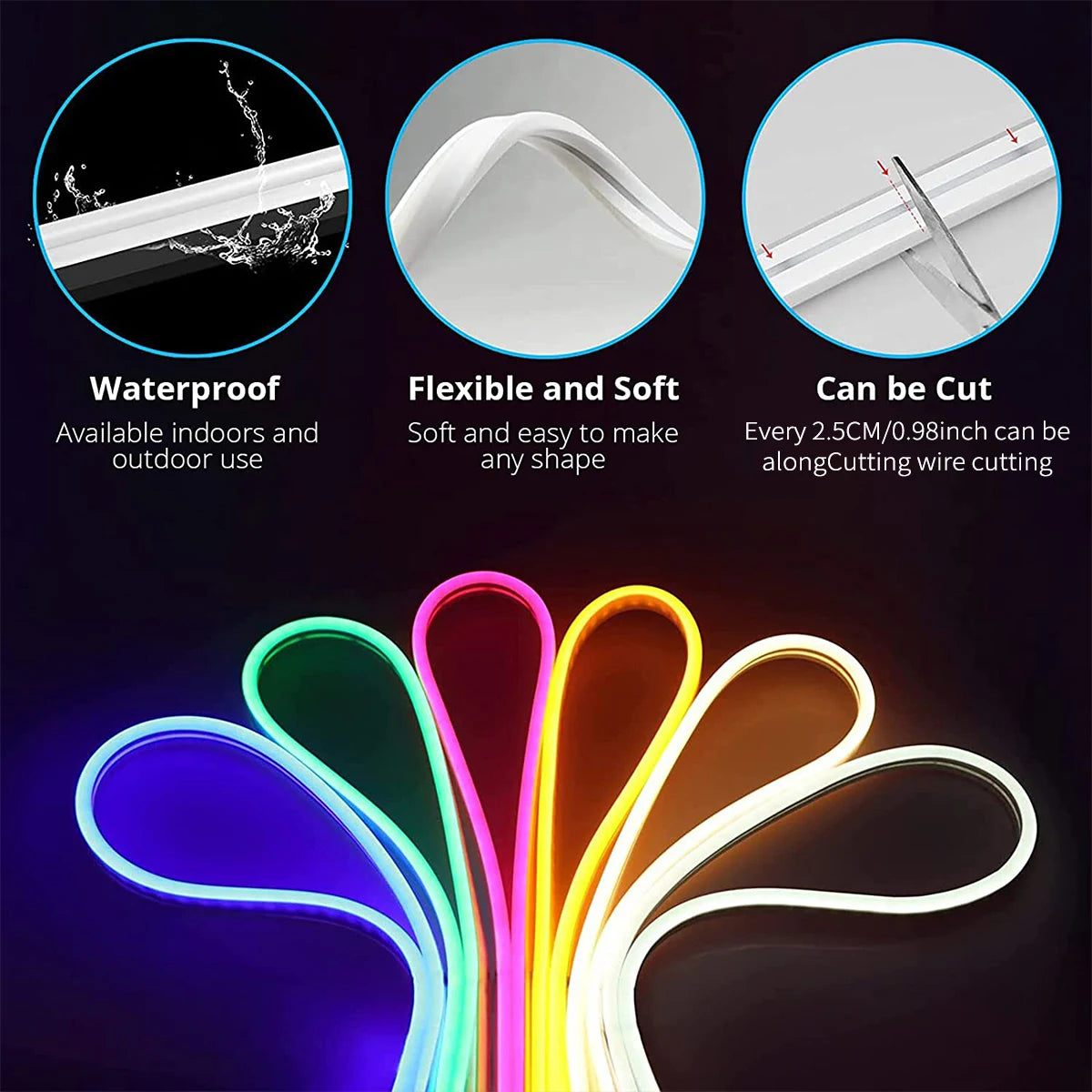 Flexible Led Neon RGB Rope Light - Music Sync - App Control