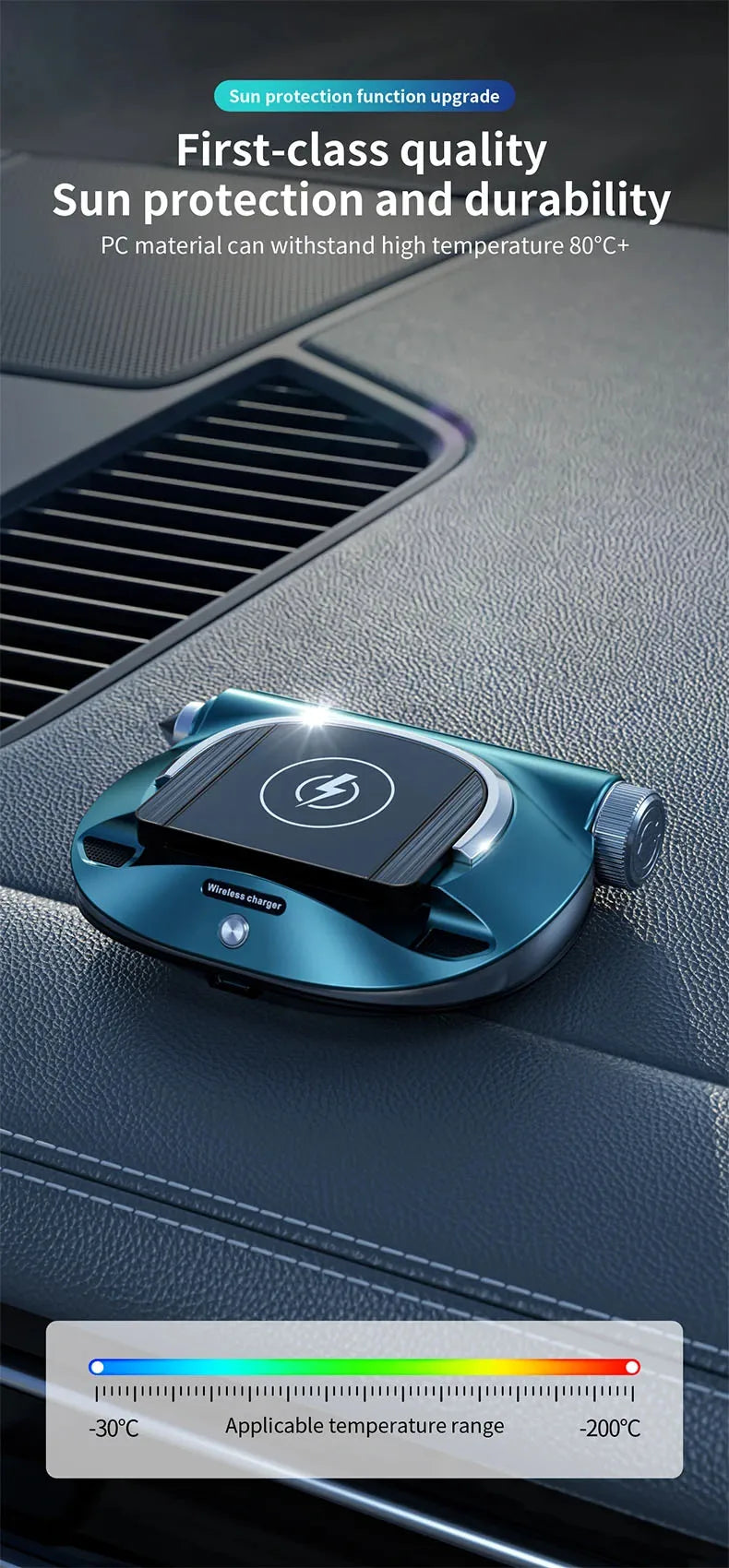 Multifunctional car wireless charger - Aromatherapy - broken window safety hammer