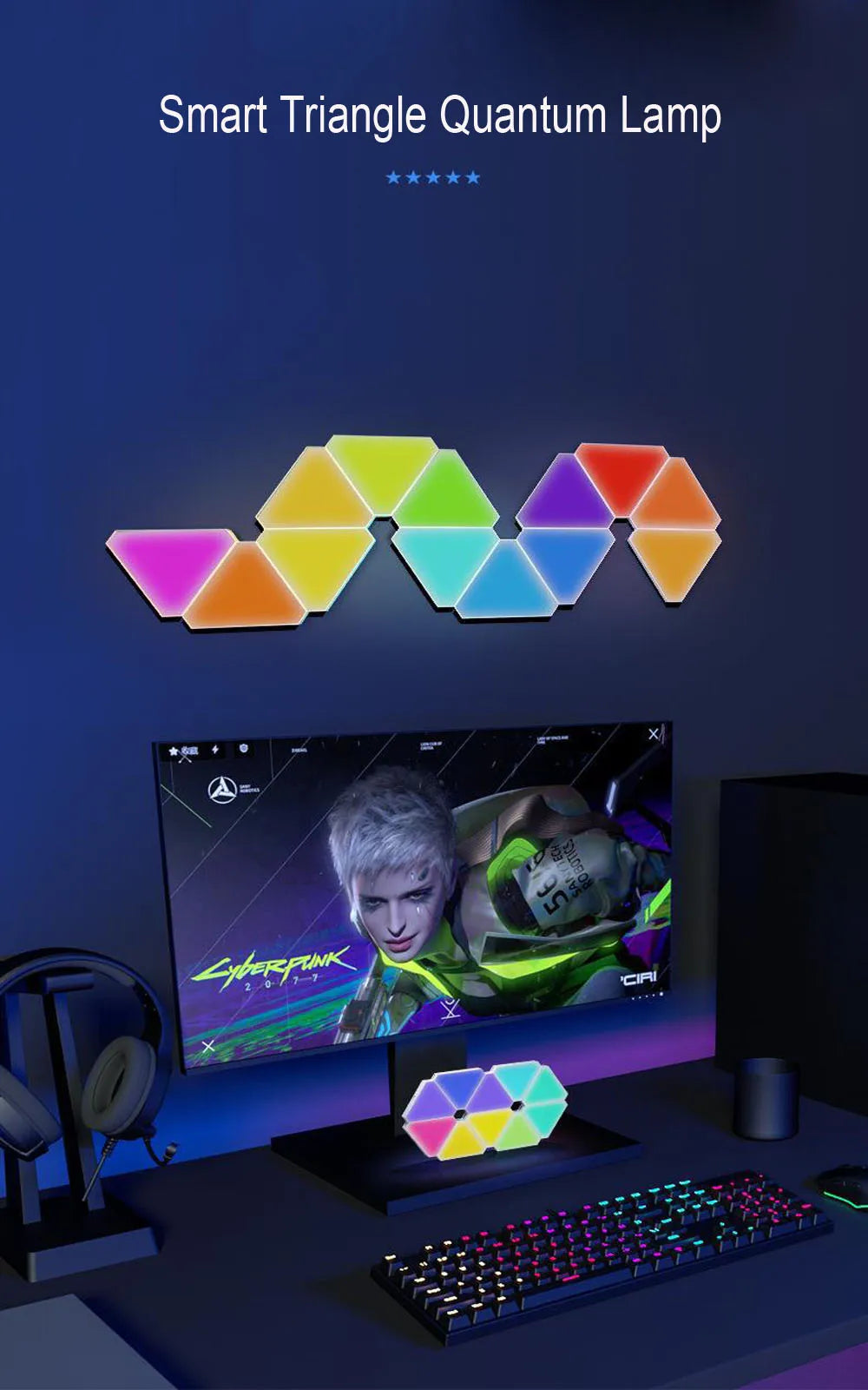 LED Triangular Quantum Lamp- RGB - Rhythm Background Light