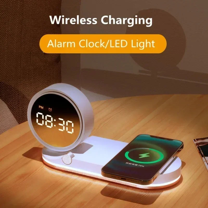 Wireless Charger with 360° Rotate Clock Alarm