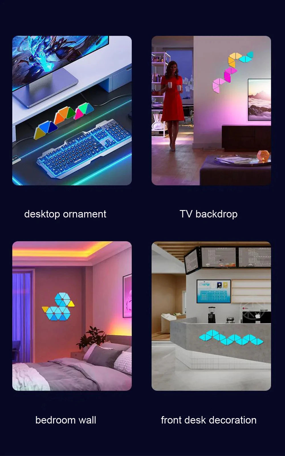 Home RGB Wall Lamp LED Triangle APP Control Quantum Light Suitable For TV Background, Game Room Decoration, Night Light