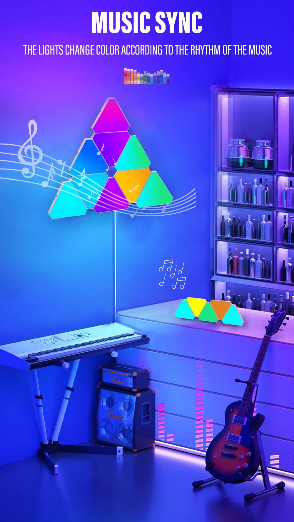 Triangle LED Quantum Light - RGB - APP Control - Wall Light