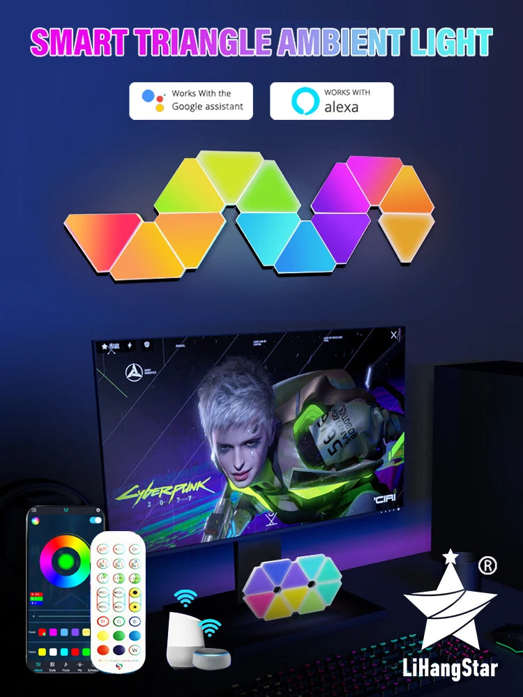 Smart WIFI triangle LED light - RGB - APP Control - Music synchronization