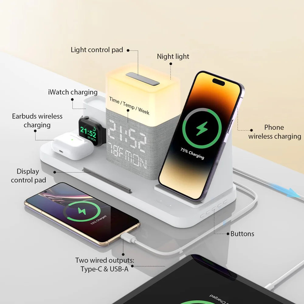 7 in 1 Wireless Charging Station with Dual iPhone Fast Charger