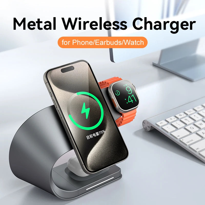 4 in 1 Metal Shell Wireless Charger for iPhone
