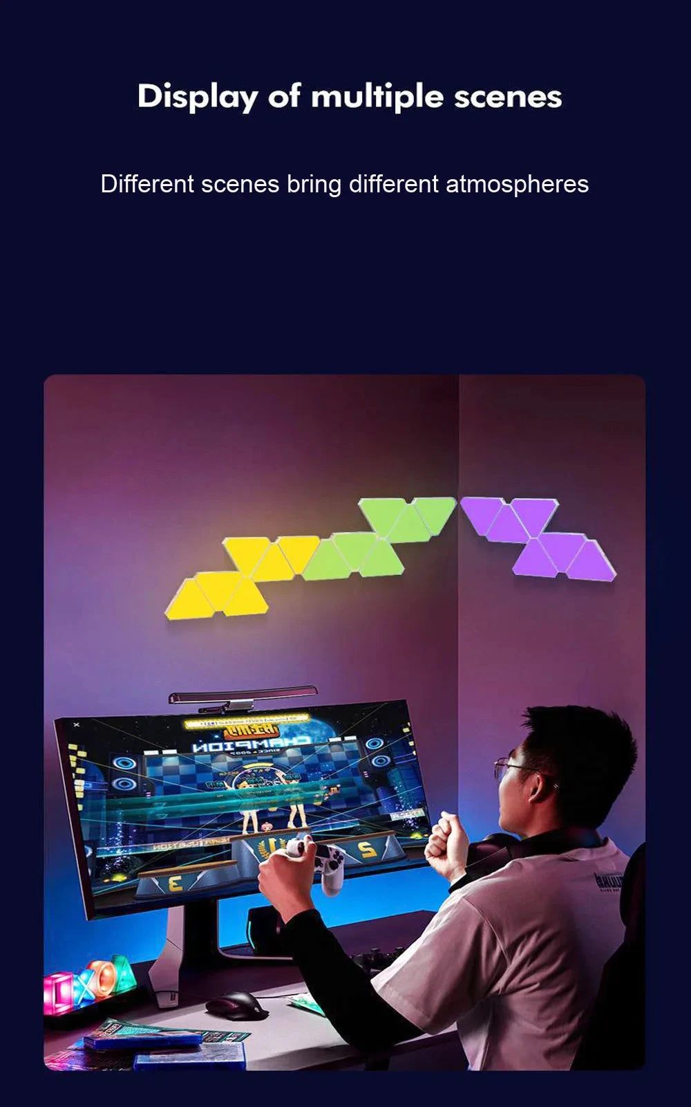 Home RGB Wall Lamp LED Triangle APP Control Quantum Light Suitable For TV Background, Game Room Decoration, Night Light