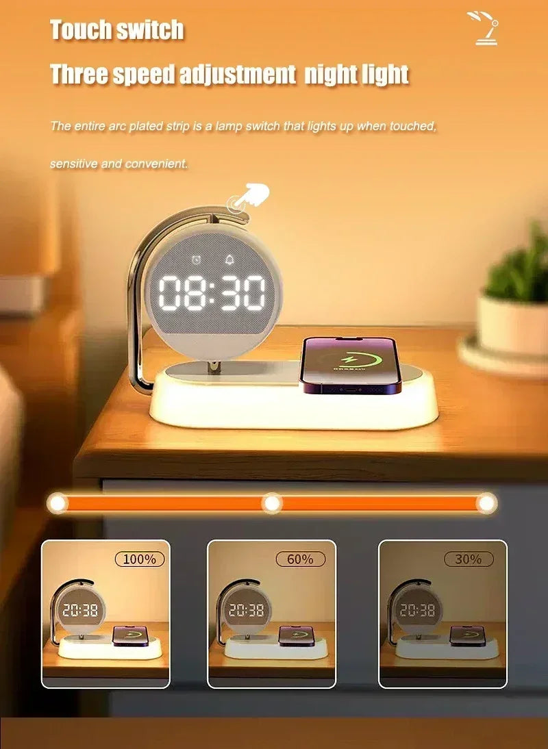 Wireless Charger with 360° Rotate Clock Alarm