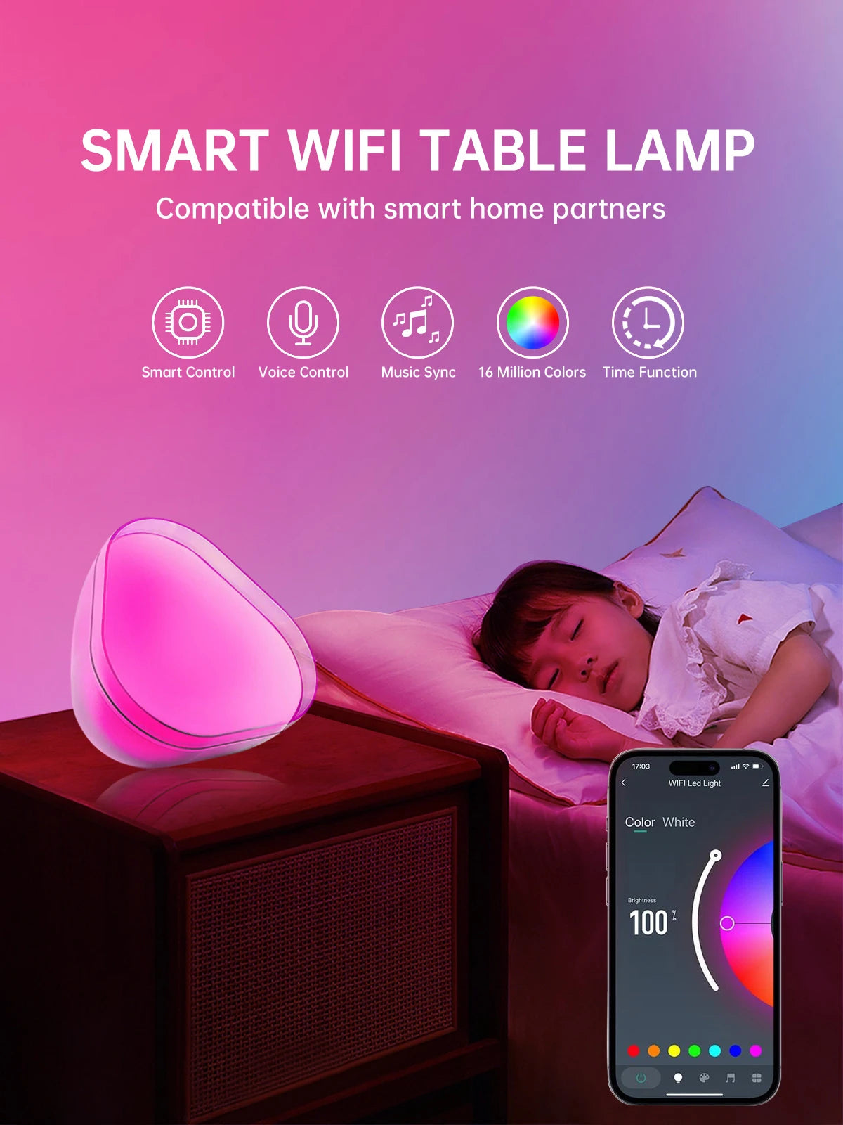 LED RGB Dimmable Night Light - Music Sync