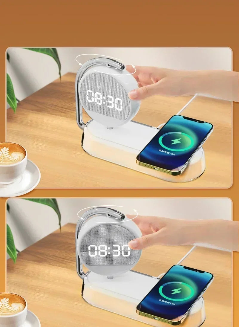 Wireless Charger with 360° Rotate Clock Alarm